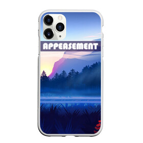 Чехол для iPhone 11 Pro Max матовый с принтом APPEASEMENT , Силикон |  | алый закат | вечернее небо | голубое небо | горы | деревья | закат | красный закат | неоновая надпись | поле | туман