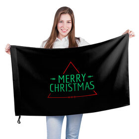 Флаг 3D с принтом merry christmas, рождество , 100% полиэстер | плотность ткани — 95 г/м2, размер — 67 х 109 см. Принт наносится с одной стороны | 