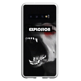 Чехол для Samsung Galaxy S10 с принтом EXPLOSION(ВЗРЫВНОЙ) , Силикон | Область печати: задняя сторона чехла, без боковых панелей | волк | злая собака | злой волк | лай собаки | неоновая надпись | оскал волка