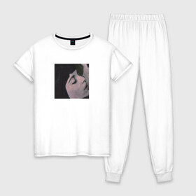 Женская пижама хлопок с принтом ANIKV , 100% хлопок | брюки и футболка прямого кроя, без карманов, на брюках мягкая резинка на поясе и по низу штанин | 