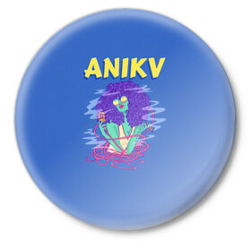 Значок с принтом ANIKV ,  металл | круглая форма, металлическая застежка в виде булавки | anika | anikv | аника | анна пурцен | было или нет | песни