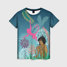 Женская футболка 3D с принтом Mowgli , 100% полиэфир ( синтетическое хлопкоподобное полотно) | прямой крой, круглый вырез горловины, длина до линии бедер | akela | bagheera | baloo | disney | jungle book | kaa | mowgli | raksha | shere khan | vdgerir | акела | багира | балу | дисней | каа | маугли | шерхан
