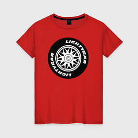 Женская футболка хлопок с принтом Lightyear Tires , 100% хлопок | прямой крой, круглый вырез горловины, длина до линии бедер, слегка спущенное плечо | cars | pixar | vdzabma | пиксар | тачки