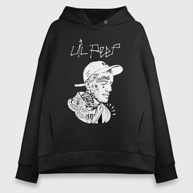 Женское худи Oversize хлопок с принтом LIL PEEP , френч-терри — 70% хлопок, 30% полиэстер. Мягкий теплый начес внутри —100% хлопок | боковые карманы, эластичные манжеты и нижняя кромка, капюшон на магнитной кнопке | lil peep | rap. | легенда | лил пип | лил пип песни | лила пипа | музыка | реп