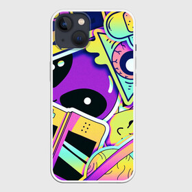 Чехол для iPhone 13 с принтом Alien ,  |  | alien | art | emoticons | mushrooms | phone | planet | plaster | smartphone | smilies | stickers | ufo | арт | грибы | инопланетянин | нло | планета | пластырь | пришелец | смайлики | смайлы | смартфон | стикеры | телефон