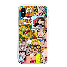 Чехол для iPhone XS Max матовый с принтом Pop Art , Силикон | Область печати: задняя сторона чехла, без боковых панелей | Тематика изображения на принте: pop art | wow | девушки | искусство | поп арт | стиль