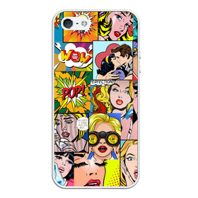 Чехол для iPhone 5/5S матовый с принтом Pop Art , Силикон | Область печати: задняя сторона чехла, без боковых панелей | Тематика изображения на принте: pop art | wow | девушки | искусство | поп арт | стиль