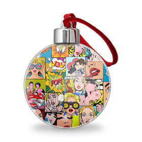 Ёлочный шар с принтом Pop Art , Пластик | Диаметр: 77 мм | pop art | wow | девушки | искусство | поп арт | стиль