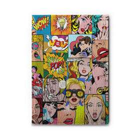 Обложка для автодокументов с принтом Pop Art , натуральная кожа |  размер 19,9*13 см; внутри 4 больших “конверта” для документов и один маленький отдел — туда идеально встанут права | Тематика изображения на принте: pop art | wow | девушки | искусство | поп арт | стиль