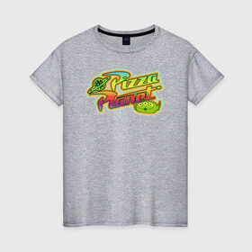 Женская футболка хлопок с принтом Pizza Planet , 100% хлопок | прямой крой, круглый вырез горловины, длина до линии бедер, слегка спущенное плечо | pixar | pizza planet | toy story | vdzabma | история игрушек | пиксар
