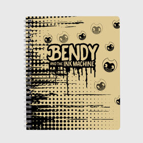 Тетрадь с принтом BENDY AND THE INK MACHINE. , 100% бумага | 48 листов, плотность листов — 60 г/м2, плотность картонной обложки — 250 г/м2. Листы скреплены сбоку удобной пружинной спиралью. Уголки страниц и обложки скругленные. Цвет линий — светло-серый
 | bendy | bendy and the ink machine | бенди | бенди и чернильная машина | большие чудеса | взлёты и падения | движущиеся картинки | последняя бобина | старая песня