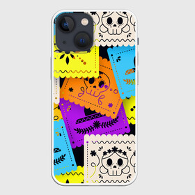 Чехол для iPhone 13 mini с принтом Color pattern ,  |  | Тематика изображения на принте: flower | hat | hipster | skull | узор | хипстер | цветок | череп | шляпа