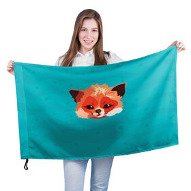 Флаг 3D с принтом Лисичка , 100% полиэстер | плотность ткани — 95 г/м2, размер — 67 х 109 см. Принт наносится с одной стороны | fox | lisa | teal and orange | зверек | лиса | лисенок | лисичка | мода | стиль | тилэндоранж