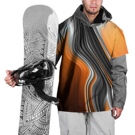 Накидка на куртку 3D с принтом абстрация , 100% полиэстер |  | абстракция | белое | волны | оранжевое | полосы | серое | узор | черное