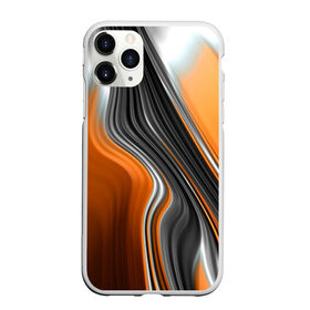 Чехол для iPhone 11 Pro Max матовый с принтом абстрация , Силикон |  | абстракция | белое | волны | оранжевое | полосы | серое | узор | черное