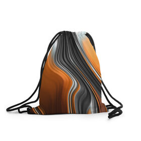 Рюкзак-мешок 3D с принтом абстрация , 100% полиэстер | плотность ткани — 200 г/м2, размер — 35 х 45 см; лямки — толстые шнурки, застежка на шнуровке, без карманов и подкладки | абстракция | белое | волны | оранжевое | полосы | серое | узор | черное