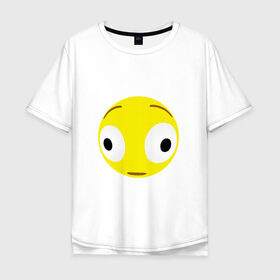 Мужская футболка хлопок Oversize с принтом Проклятый эмодзи , 100% хлопок | свободный крой, круглый ворот, “спинка” длиннее передней части | Тематика изображения на принте: cursed | emoji | смайл | удивление | эмодзи