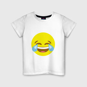 Детская футболка хлопок с принтом Эмоджи смех , 100% хлопок | круглый вырез горловины, полуприлегающий силуэт, длина до линии бедер | Тематика изображения на принте: cursed | emoji | ржака | смайл | смех | эмодзи