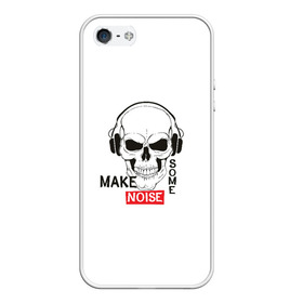 Чехол для iPhone 5/5S матовый с принтом Make some noise , Силикон | Область печати: задняя сторона чехла, без боковых панелей | make some noise | музыка | надписи | пошумим | череп