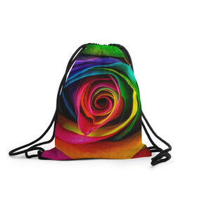 Рюкзак-мешок 3D с принтом роза, лепестки, разноцветный, , 100% полиэстер | плотность ткани — 200 г/м2, размер — 35 х 45 см; лямки — толстые шнурки, застежка на шнуровке, без карманов и подкладки | 