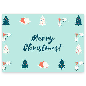Поздравительная открытка с принтом merry christmas, рождество , 100% бумага | плотность бумаги 280 г/м2, матовая, на обратной стороне линовка и место для марки
 | 