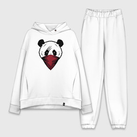 Женский костюм хлопок Oversize с принтом Панда со шрамом ,  |  | злая панда | панда | панда бандана | панда бандит | панда в бандана | панда со шрамом | панда шрам