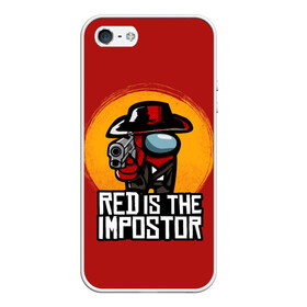 Чехол для iPhone 5/5S матовый с принтом Red Is The Impostor , Силикон | Область печати: задняя сторона чехла, без боковых панелей | among | among us | crewmate | dead | game | impistor | red | redemption | space | us | vote | выживший | игра | космос | красный | невиновный | предатель | самозванец