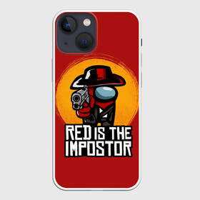 Чехол для iPhone 13 mini с принтом Red Is The Impostor ,  |  | among | among us | crewmate | dead | game | impistor | red | redemption | space | us | vote | выживший | игра | космос | красный | невиновный | предатель | самозванец