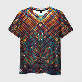 Мужская футболка 3D с принтом абстрактная мозаика , 100% полиэфир | прямой крой, круглый вырез горловины, длина до линии бедер | абстракция | квадрат | мозаика | узор | ярко