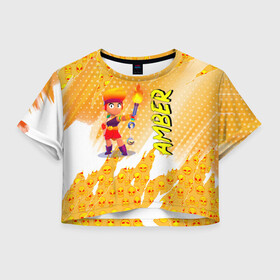 Женская футболка Crop-top 3D с принтом Brawl Stars - Amber , 100% полиэстер | круглая горловина, длина футболки до линии талии, рукава с отворотами | brawl | break dance | leon | moba | stars | supercell | surfing | игра | коллаборация | коллаж | паттерн