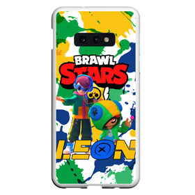 Чехол для Samsung S10E с принтом BRAWL STARS LEON. , Силикон | Область печати: задняя сторона чехла, без боковых панелей | 8 bit | brawl stars | colette | crow | gale | leon | max | mecha | mecha crow | mr.p | sally leon | shark | tara | virus 8 bit | werewolf leon | акула | берли | бравл старс | ворон | коллет | макс | оборотень