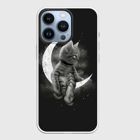 Чехол для iPhone 13 Pro с принтом Котик на луне ,  |  | cat | likee | tik tok | астронавт | вселенная | галактика | грозовой кошак | дым | звезда | космос | кот | кот в космосе | кот на луне | котик | кошак | кошечка | кошка | лайки | луна | милый кот | мур | мяу | облако