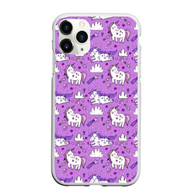 Чехол для iPhone 11 Pro матовый с принтом Unicorn pattern , Силикон |  | cloud | heart | hoofs | horn | mane | pattern | star | tail | unicorn | грива | единорог | звезда | копыта | облако | рог | сердце | узор | хвост