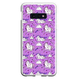 Чехол для Samsung S10E с принтом Unicorn pattern , Силикон | Область печати: задняя сторона чехла, без боковых панелей | cloud | heart | hoofs | horn | mane | pattern | star | tail | unicorn | грива | единорог | звезда | копыта | облако | рог | сердце | узор | хвост