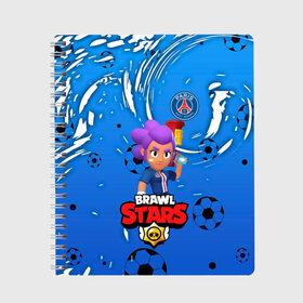 Тетрадь с принтом BRAWL STARS SHELLY \ PSG. , 100% бумага | 48 листов, плотность листов — 60 г/м2, плотность картонной обложки — 250 г/м2. Листы скреплены сбоку удобной пружинной спиралью. Уголки страниц и обложки скругленные. Цвет линий — светло-серый
 | 8 bit | amber | brawl stars | crow | gale | leon | max | mecha | mecha crow | mr.p | psg | sally leon | shark | shelly | tara | virus 8 bit | werewolf leon | акула | амбер | берли | бравл старс | ворон | макс | оборотень | псж | шелли