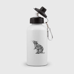 Бутылка спортивная с принтом Водяная мышь , металл | емкость — 500 мл, в комплекте две пластиковые крышки и карабин для крепления | арт | вода | водное животное | мышь | рисунок | чернила | чернильный рисунок
