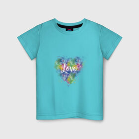 Детская футболка хлопок с принтом Сердце , 100% хлопок | круглый вырез горловины, полуприлегающий силуэт, длина до линии бедер | heart | love | watercolor | акварель | градиент | любовь | сердце