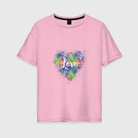 Женская футболка хлопок Oversize с принтом Сердце , 100% хлопок | свободный крой, круглый ворот, спущенный рукав, длина до линии бедер
 | heart | love | watercolor | акварель | градиент | любовь | сердце