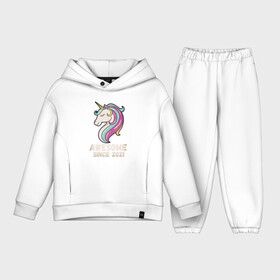 Детский костюм хлопок Oversize с принтом Единорог ,  |  | Тематика изображения на принте: 2021 | animal | awesome | unicorn | животные | конь | лошадь | пони | радуга