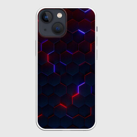 Чехол для iPhone 13 mini с принтом Light Background ,  |  | art | background | geometry | hexagons | neon | texture | арт | геометрия | неон | текстура | фон | шестигранники