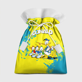 Подарочный 3D мешок с принтом Donald duck (Рыбалка) , 100% полиэстер | Размер: 29*39 см | Тематика изображения на принте: donald duck | walt disney | герой | мультфильмов | селезень | студии