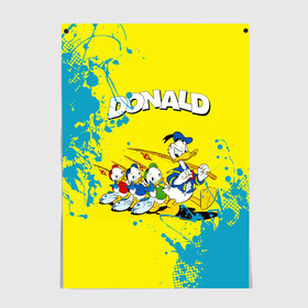 Постер с принтом Donald duck (Рыбалка) , 100% бумага
 | бумага, плотность 150 мг. Матовая, но за счет высокого коэффициента гладкости имеет небольшой блеск и дает на свету блики, но в отличии от глянцевой бумаги не покрыта лаком | donald duck | walt disney | герой | мультфильмов | селезень | студии