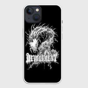 Чехол для iPhone 13 с принтом Devourment ,  |  | devourment | rock | белый | гигантский | готик | звери | земляной | иностранные | медивал | метал | на английском | надписи | надпись | рок | стиль | ужас | фантастика | червь | черный | чудовище | щрифт