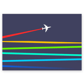 Поздравительная открытка с принтом В небо , 100% бумага | плотность бумаги 280 г/м2, матовая, на обратной стороне линовка и место для марки
 | абстракция | авиация | неон | полосы | самолет