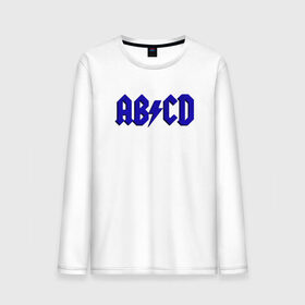 Мужской лонгслив хлопок с принтом ABCD надпись , 100% хлопок |  | abcd | ac dc | acdc | band | logo | metal | music | rock | алфавит | буквы | имитация | леттеринг | лого | металл | музыка | надпись | пародия | рок | синий