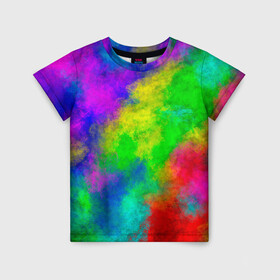 Детская футболка 3D с принтом Multicolored , 100% гипоаллергенный полиэфир | прямой крой, круглый вырез горловины, длина до линии бедер, чуть спущенное плечо, ткань немного тянется | abstract | colorful | holi | neon | pattern | rainbow | texture | абстракция | граффити | дым | искусство | кислота | кислотный | краска | красочный | микс | неоновый | облака | радуга | радужный | текстура | туман | узор | холи