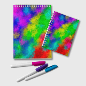 Блокнот с принтом Multicolored , 100% бумага | 48 листов, плотность листов — 60 г/м2, плотность картонной обложки — 250 г/м2. Листы скреплены удобной пружинной спиралью. Цвет линий — светло-серый
 | Тематика изображения на принте: abstract | colorful | holi | neon | pattern | rainbow | texture | абстракция | граффити | дым | искусство | кислота | кислотный | краска | красочный | микс | неоновый | облака | радуга | радужный | текстура | туман | узор | холи