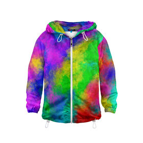 Детская ветровка 3D с принтом Multicolored , 100% полиэстер | подол и капюшон оформлены резинкой с фиксаторами, по бокам два кармана без застежек, один потайной карман на груди | abstract | colorful | holi | neon | pattern | rainbow | texture | абстракция | граффити | дым | искусство | кислота | кислотный | краска | красочный | микс | неоновый | облака | радуга | радужный | текстура | туман | узор | холи