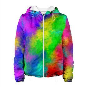 Женская куртка 3D с принтом Multicolored , ткань верха — 100% полиэстер, подклад — флис | прямой крой, подол и капюшон оформлены резинкой с фиксаторами, два кармана без застежек по бокам, один большой потайной карман на груди. Карман на груди застегивается на липучку | abstract | colorful | holi | neon | pattern | rainbow | texture | абстракция | граффити | дым | искусство | кислота | кислотный | краска | красочный | микс | неоновый | облака | радуга | радужный | текстура | туман | узор | холи