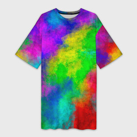 Платье-футболка 3D с принтом Multicolored ,  |  | abstract | colorful | holi | neon | pattern | rainbow | texture | абстракция | граффити | дым | искусство | кислота | кислотный | краска | красочный | микс | неоновый | облака | радуга | радужный | текстура | туман | узор | холи